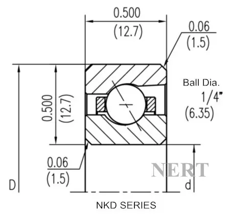 NKD(Φ12.7)等截面薄壁角接觸球軸承剖面
