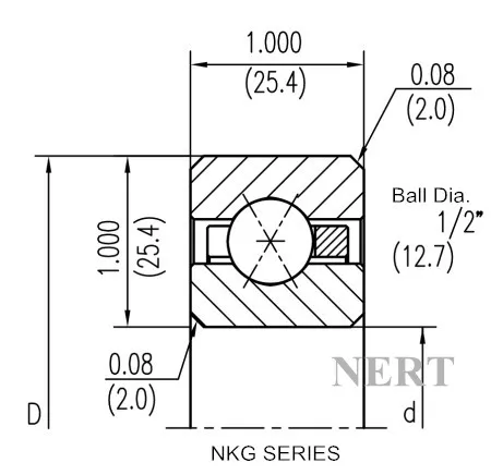 NKG-X(Φ25.4)等截面薄壁四点接触球轴承剖面图