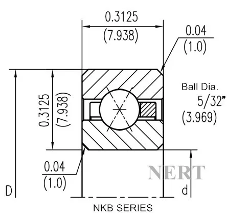 NKB-X(Φ7.938)等截面薄壁四点接触球轴承剖面图