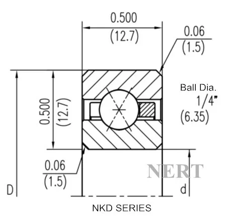 NKD-X(Φ12.7)等截面薄壁四点接触球轴承剖面图