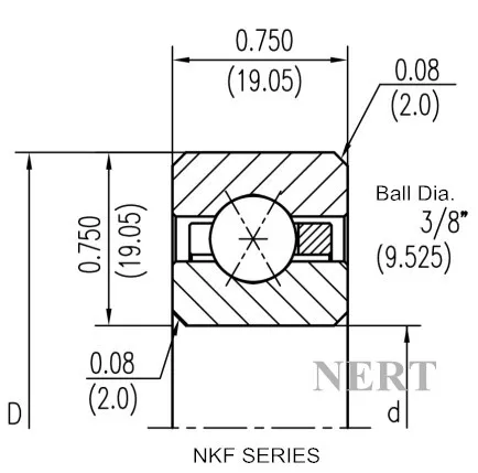 NKF-X(Φ19.05)等截面薄壁四点接触球轴承剖面图